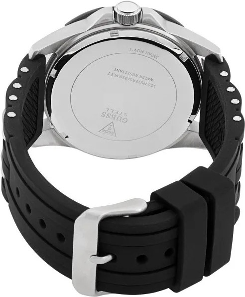 Montre Homme Guess Oasis W0366G1, Cadran Noir, Bracelet Silicone et Acier vue 3