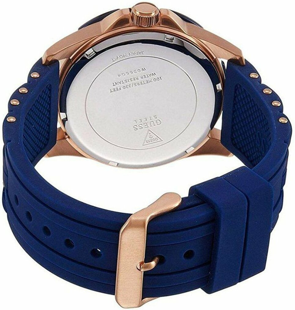 Montre Homme Guess Sporty W0366G4 - Cadran et Boîtier Acier Bleu, Bracelet Silicone vue 3