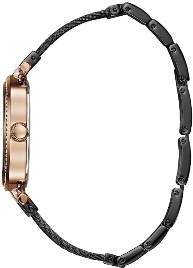 Montre Guess Femme W0638L5 - Boîtier Or Rose, Cadran Noir, Bracelet Maille Milanaise - Quartz vue 2