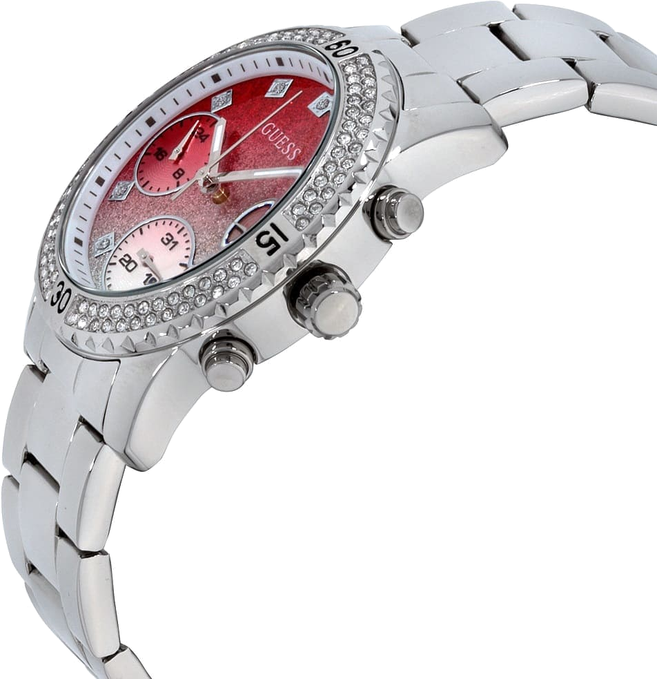 Montre Femme Guess Confetti W0774L7 en Acier Argenté avec Lunette Strass vue 3