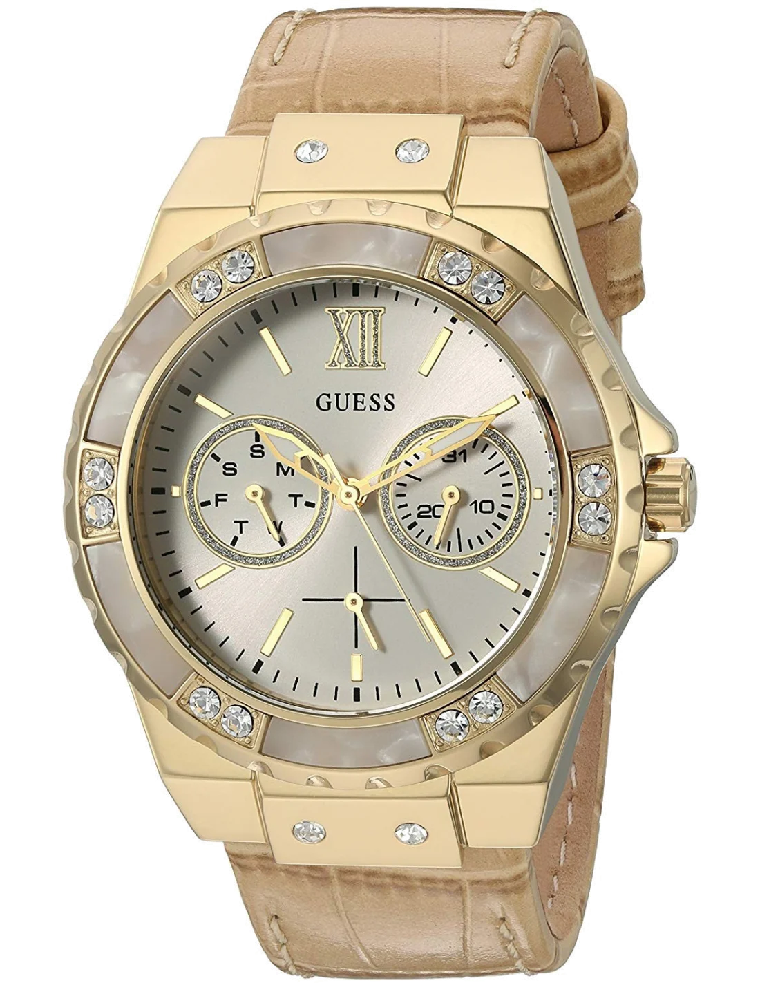 Montre Guess W0775L2 Beige à Bracelet Texture Python
