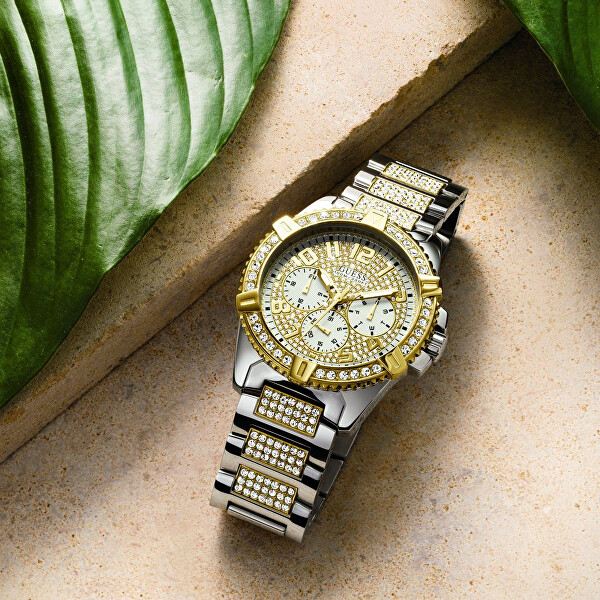 Montre Homme Guess Frontier W0799G4 - Boîtier et bracelet acier argenté et doré vue 4