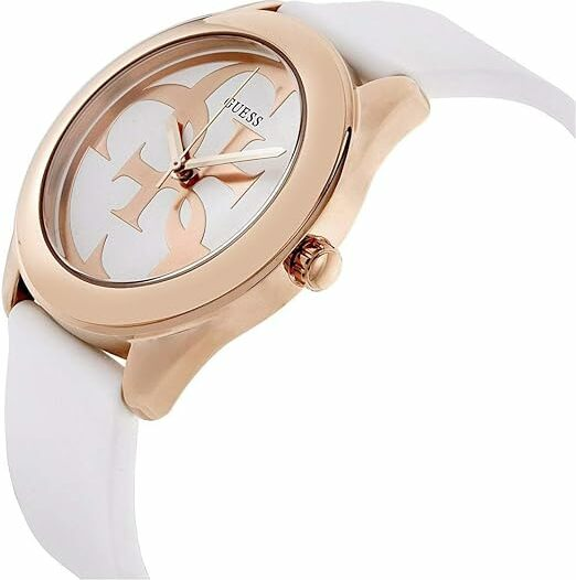 Montre Femme Guess W0911L5 G Twist - Cadran Doré à Cristaux & Bracelet Silicone Blanc vue 2