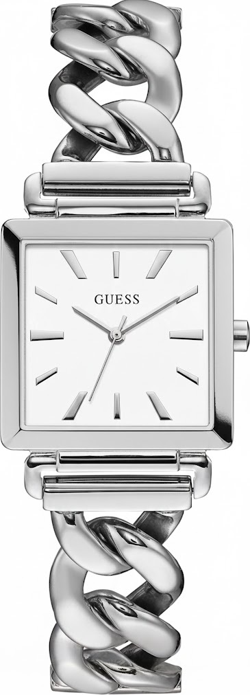 Montre Femme Guess Vanity W1029L1 boitier carré acier argenté cadran blanc