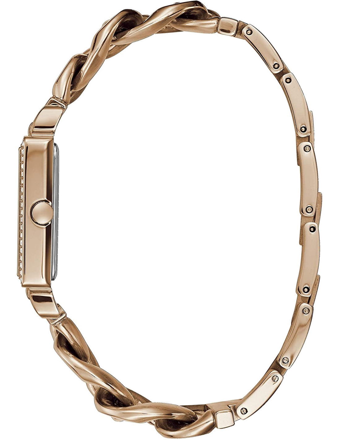 Montre Guess Vanity Diamonds W1030L4 - Cadran Carré Argent Cristaux - Bracelet Or Rose Acier vue 2