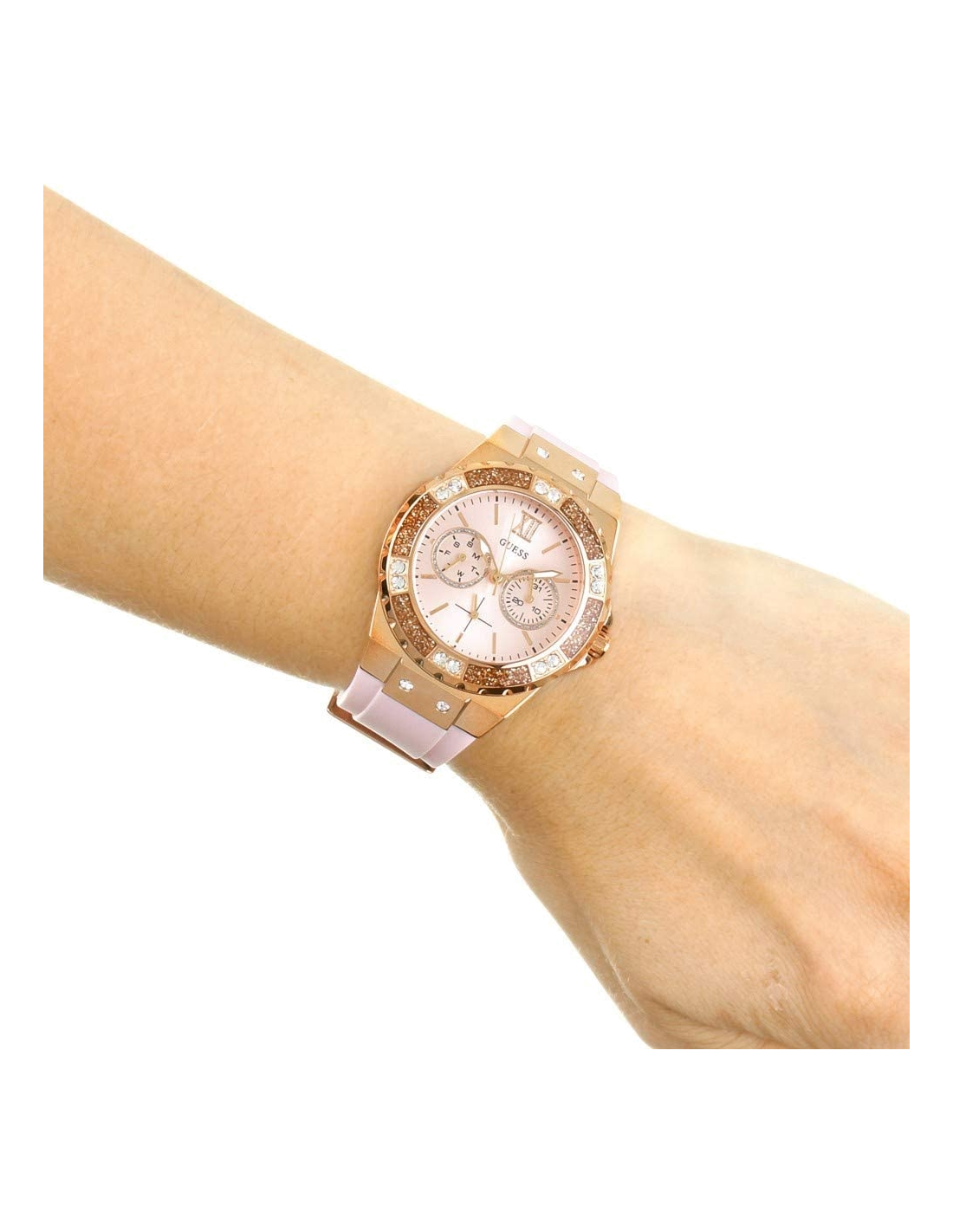 Montre Femme Guess W1053L3 Cadran Fuchsia Bracelet Silicone Rose vue 3