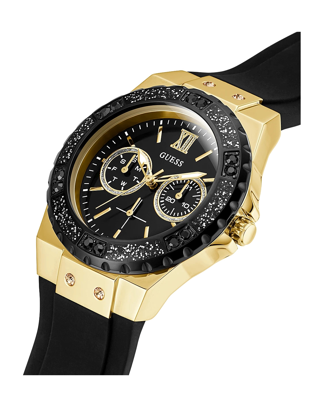 Montre Femme Guess Limelight W1053L7 - Boîtier Acier Doré, Cadran Noir et Cristaux vue 2