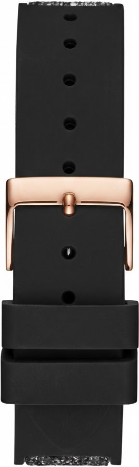 Montre Femme Guess Swirl W1096L5 Silicone Noir Cristaux Rose Gold vue 3