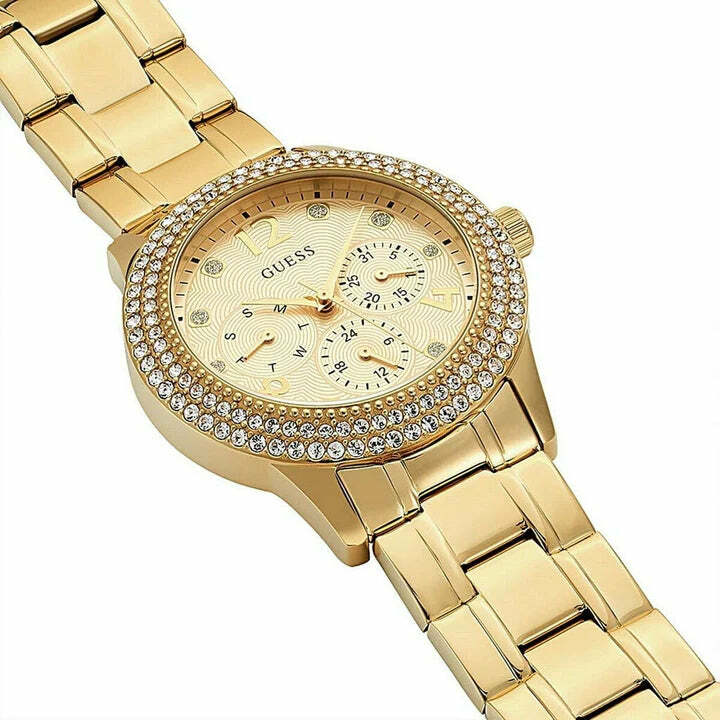 Montre Femme Guess W1097L2 Dorée à Cristaux - Bracelet Scintillant vue 2