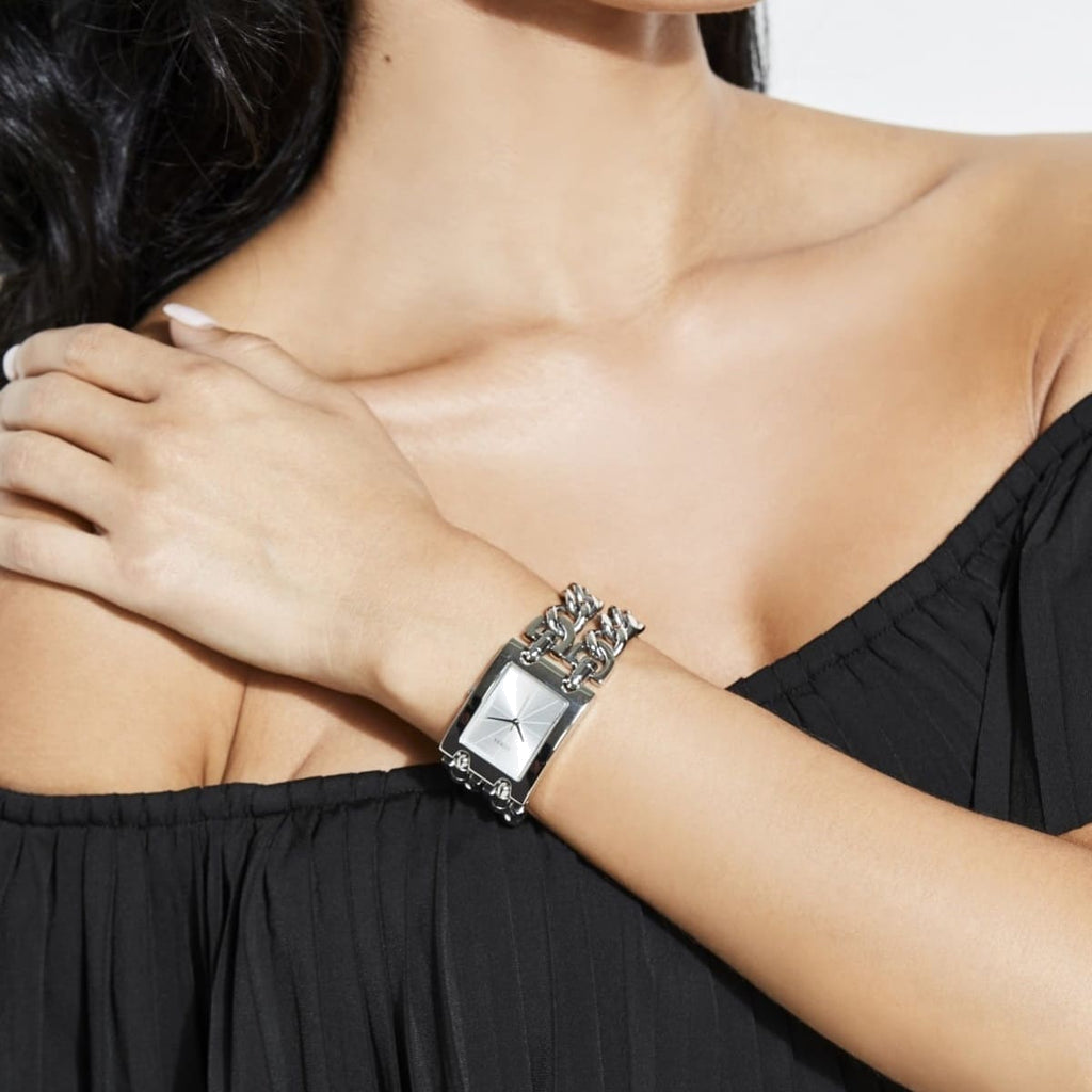 Montre Femme Guess W1117L1 Heavy Metal - Cadran et bracelet chaîne en acier argenté vue 5