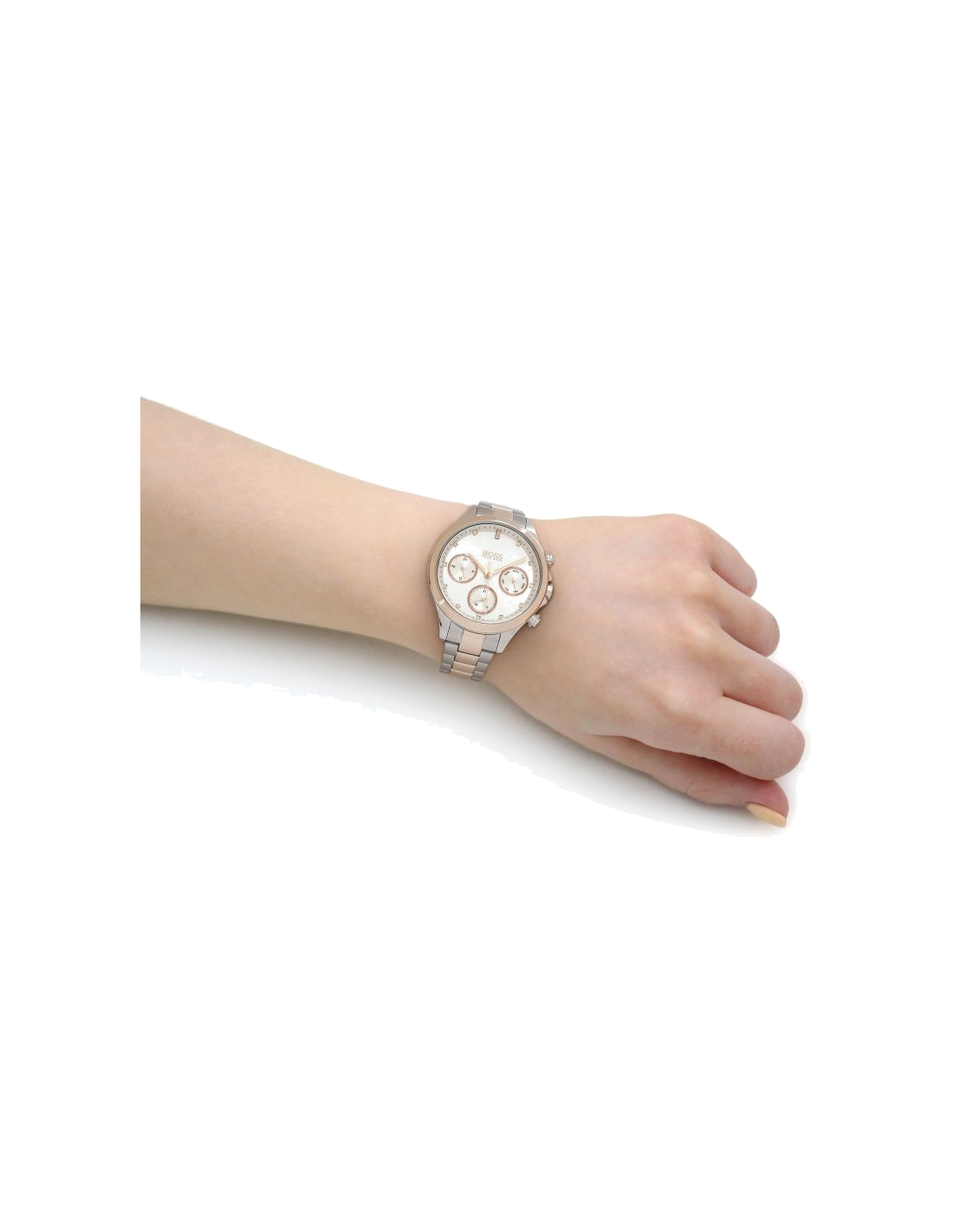 Montre Hugo Boss 1502564 en Acier Inoxydable Bi-ton Argent et Rose avec Cristaux Swarovski vue 3