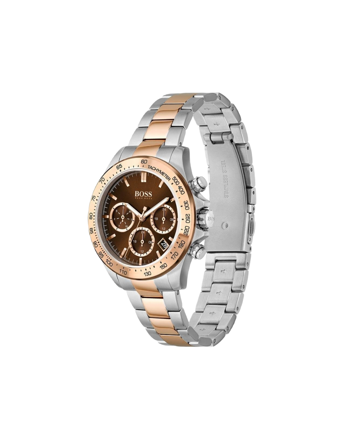 Montre Hugo Boss Sport Lux 1502617 Femme - Cadran Marron Soleillé, Bracelet Acier Bicolore Argent/Or Rose vue 2