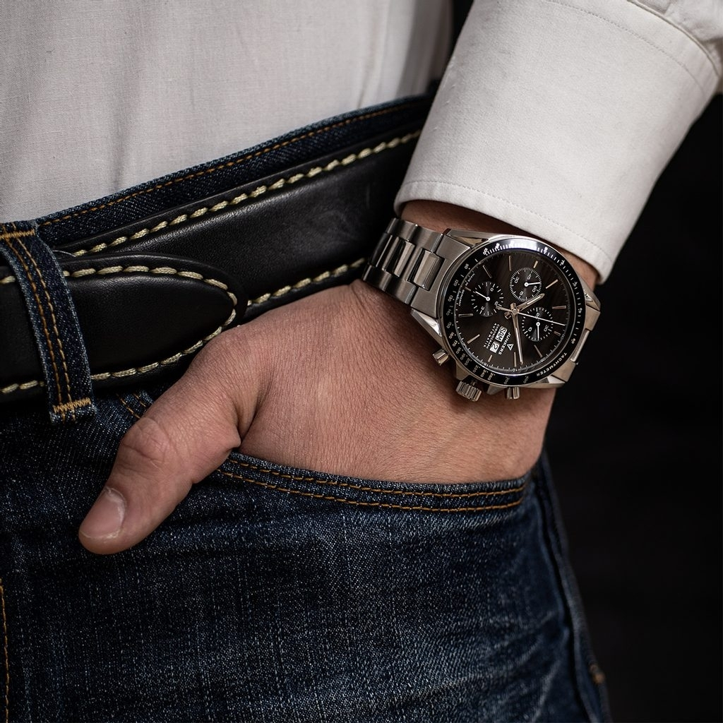 Montre Homme Hugo Boss 1513094 Cadran Noir Acier, Détails Or Rose vue 3