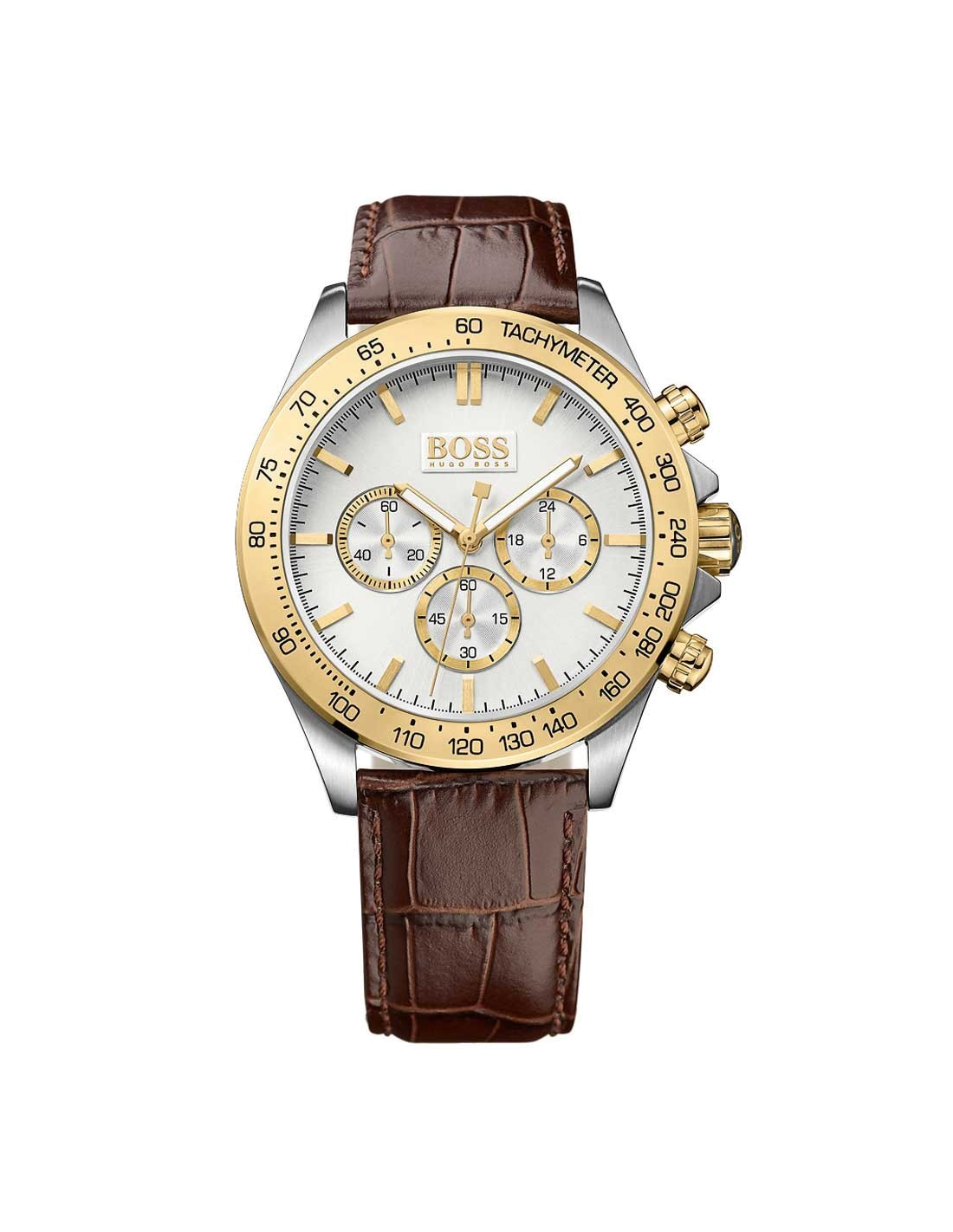 Montre Homme Hugo Boss Ikon 1513174 Cadran Argent Bracelet Cuir Marron