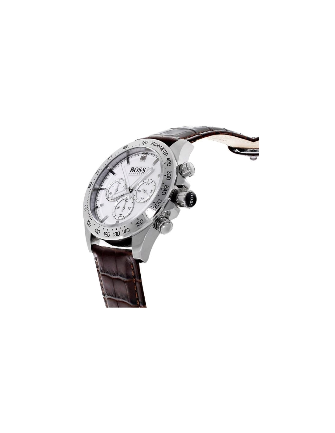 Montre Homme Hugo Boss 1513175 Chronographe Sport Cadran Argent Bracelet Cuir Marron vue 3