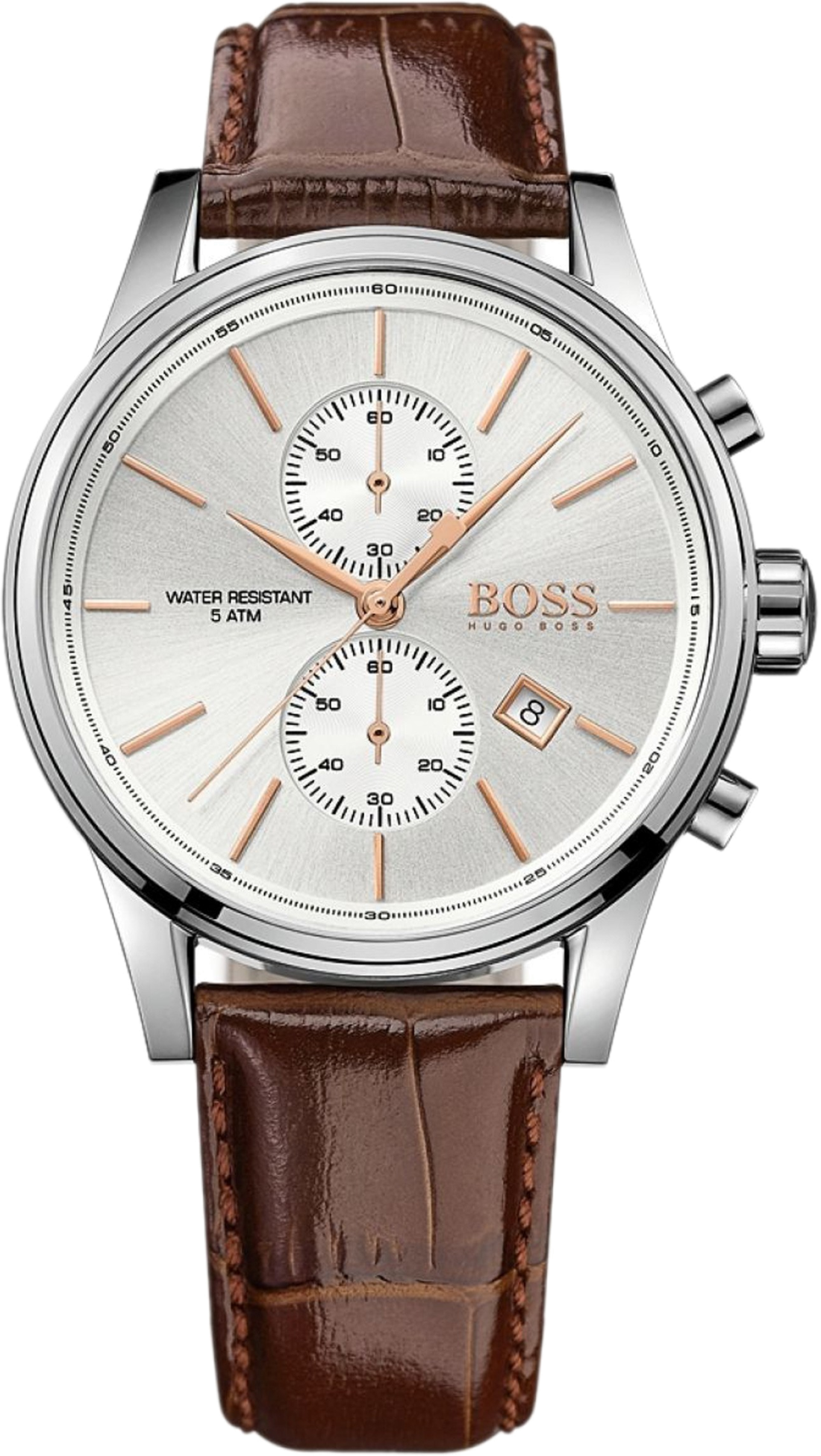 Montre Homme Hugo Boss 1513280 - Cadran Gris Acier, Bracelet Cuir Marron