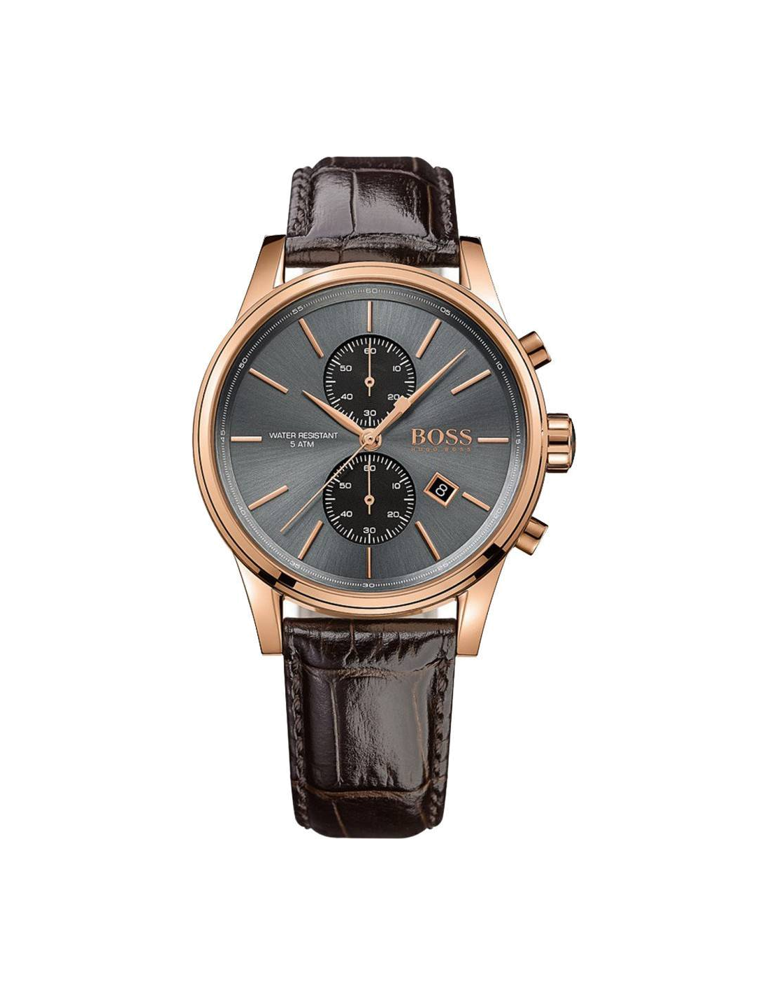 Montre Homme Hugo Boss 1513281 Cadran Ardoise Bracelet Cuir Marron