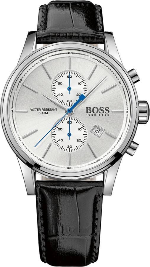 Montre Homme Hugo Boss 1513282 Cadran Argenté Bracelet Cuir Noir