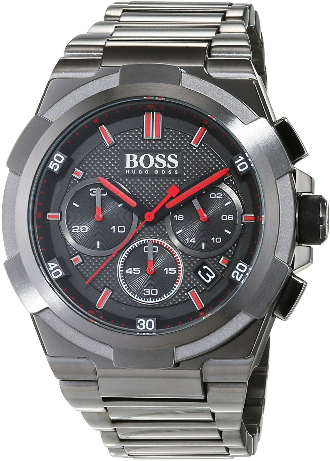 Montre Homme Hugo Boss 1513361 Acier Gris Anthracite Détails Rouges