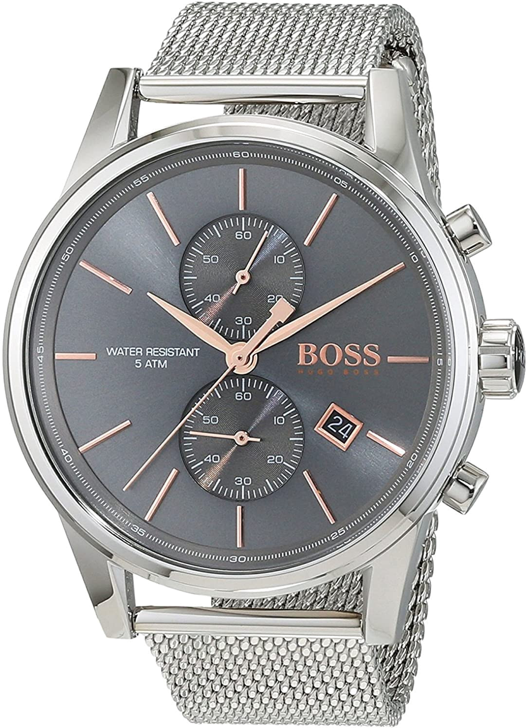 Montre Hugo Boss Homme 1513440 Chronographe Cadran Anthracite Bracelet Maille Milanaise