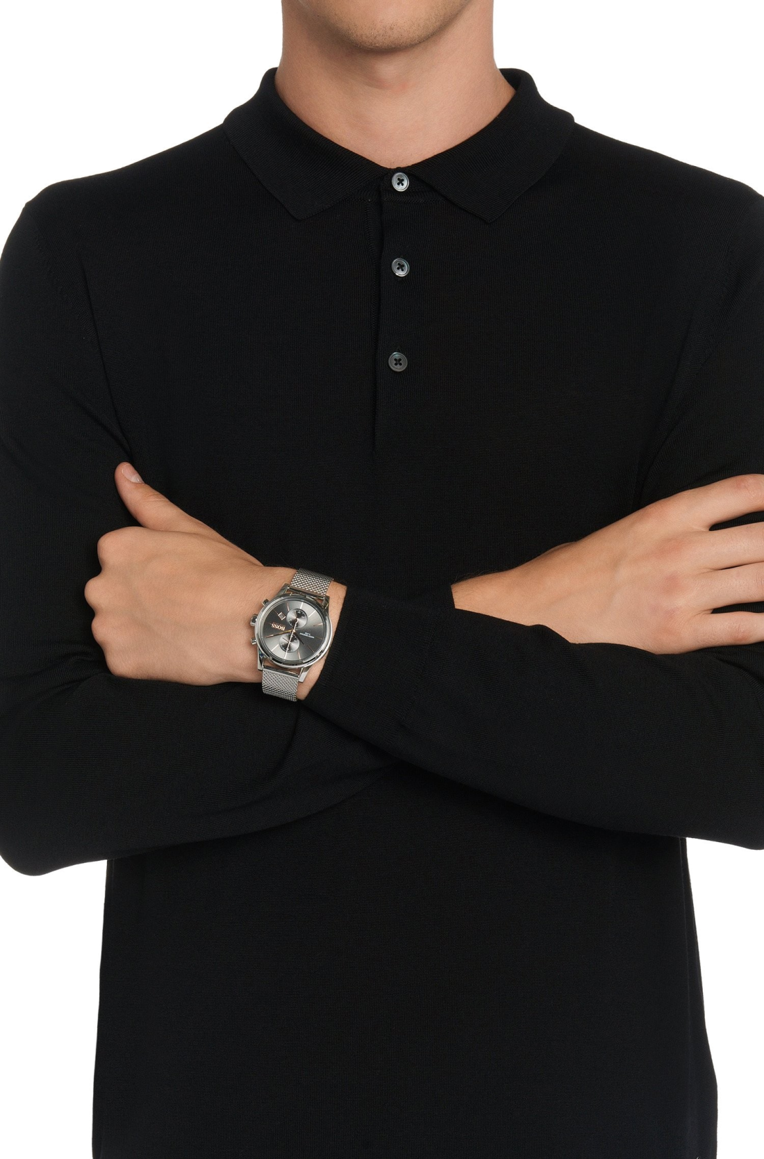 Montre Hugo Boss Homme 1513440 Chronographe Cadran Anthracite Bracelet Maille Milanaise vue 4