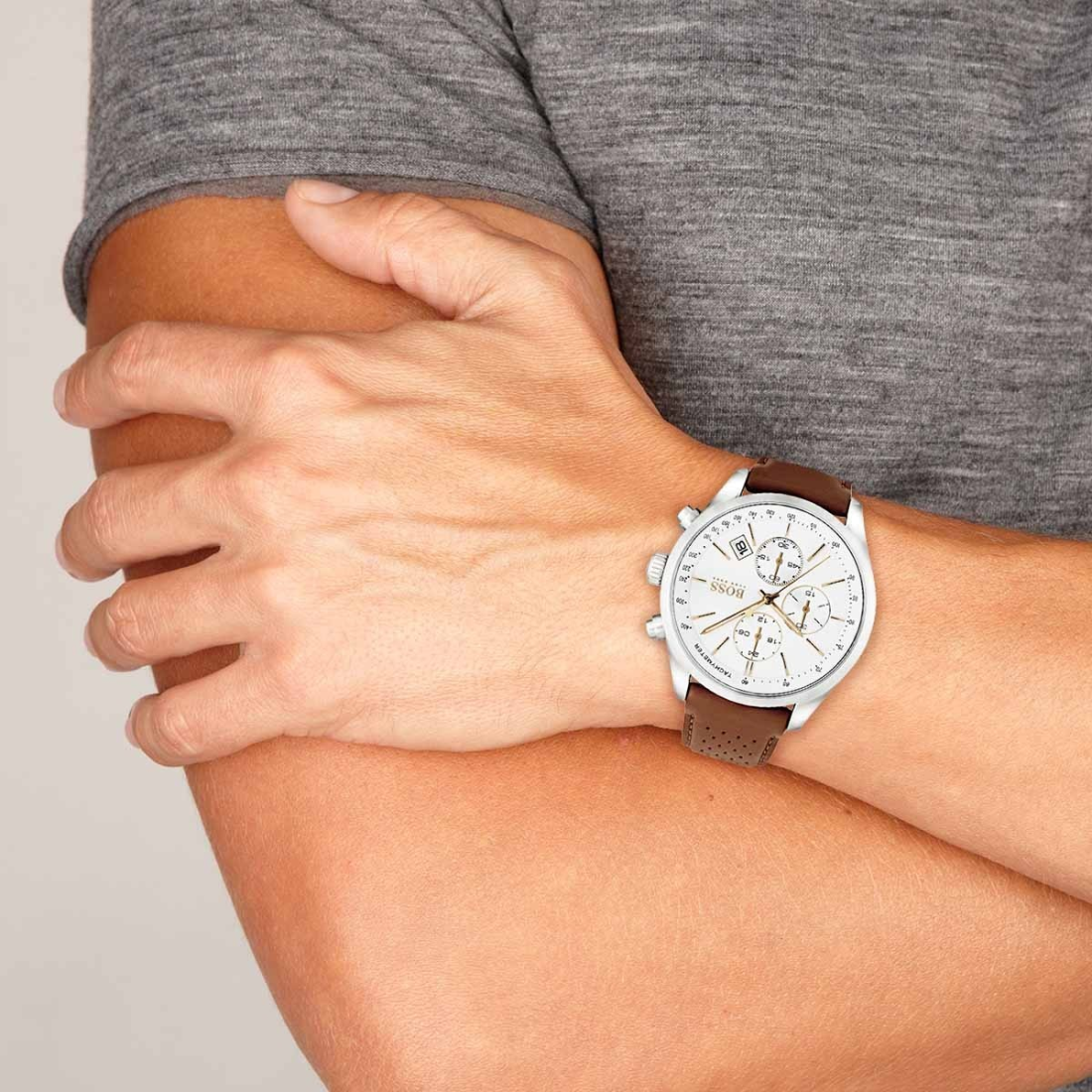 Montre Hugo Boss 1513475 Bracelet Cuir Perforé Marron vue 5