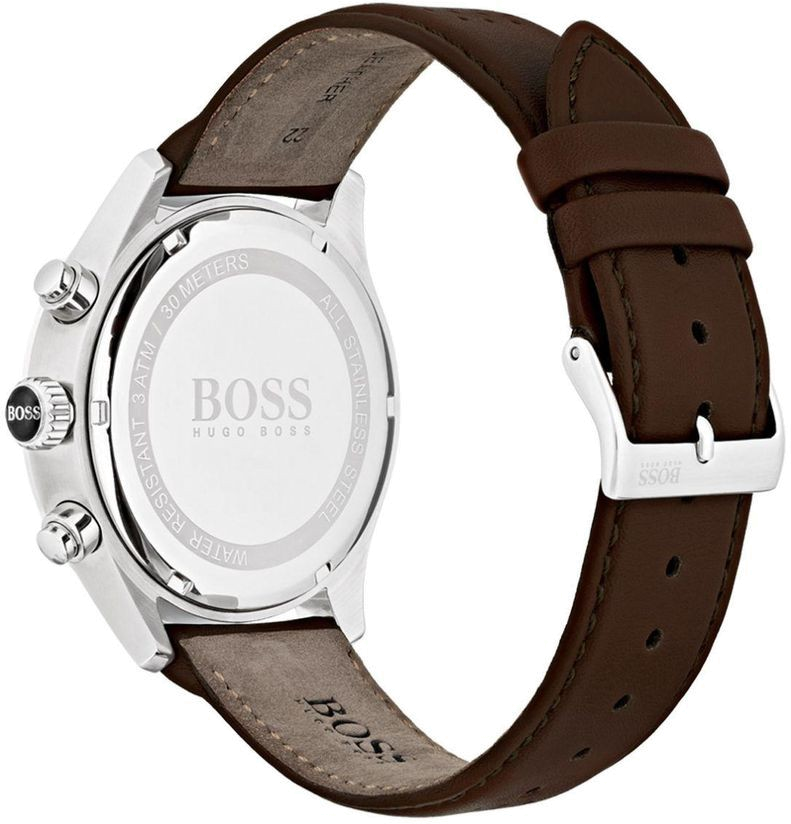 Montre Homme Hugo Boss 1513476 - Boîtier Acier, Cadran Gris, Bracelet Cuir Marron vue 2