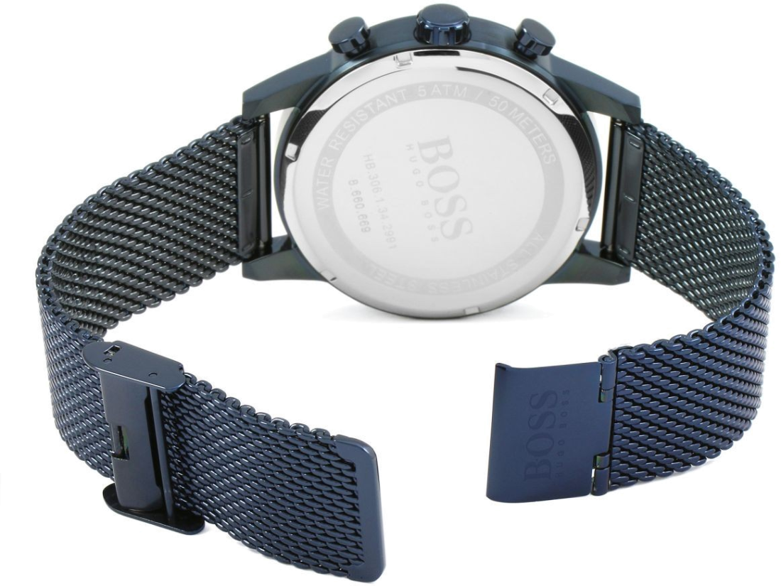 Montre Hugo Boss 1513538 Cadran Bleu Nuit et Bracelet Maille Milanaise vue 4