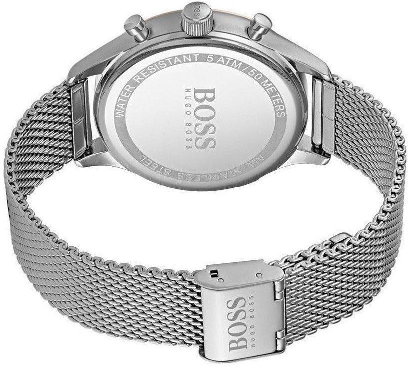 Montre Homme Hugo Boss Companion 1513549 Cadran Gris Acier Maille Milanaise vue 3