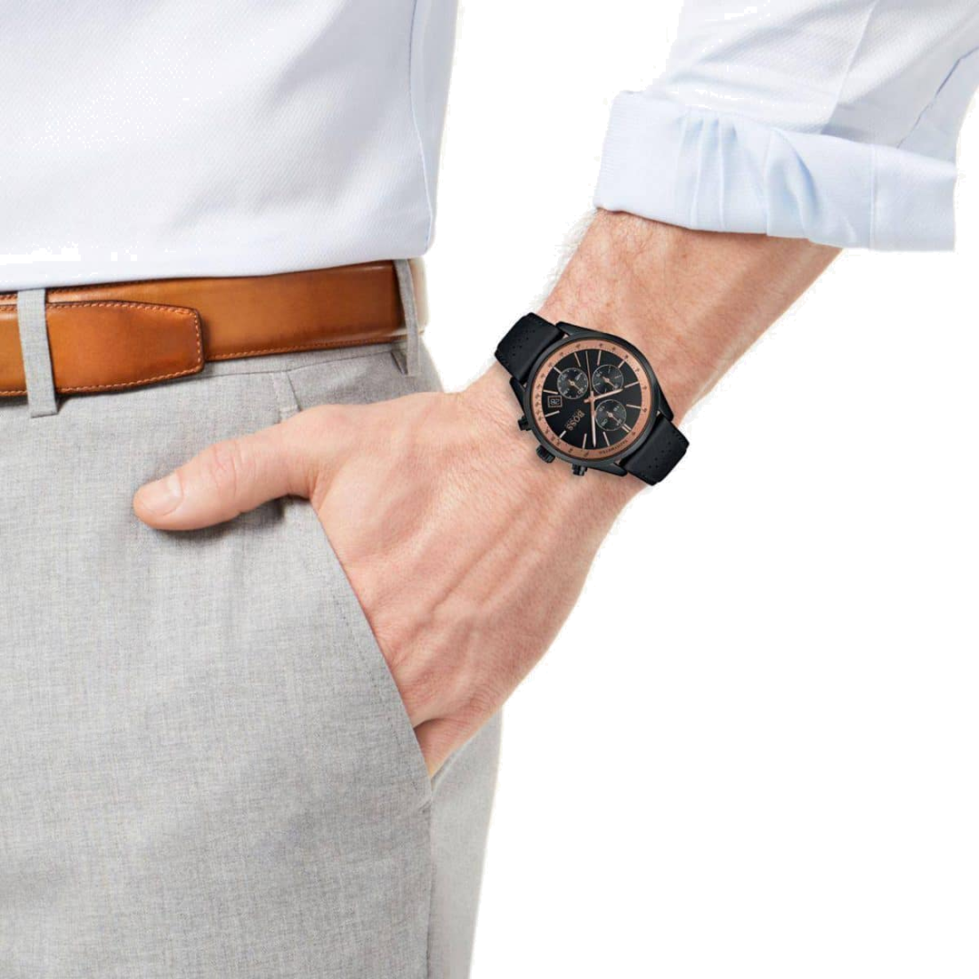 Montre Homme Hugo Boss 1513550 Chronographe Cadran Marron Boîtier Noir vue 4