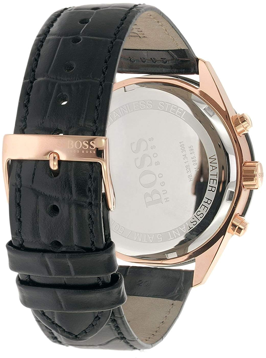Montre Homme Hugo Boss 1513580 Chronographe Cadran Noir Bracelet Cuir vue 2