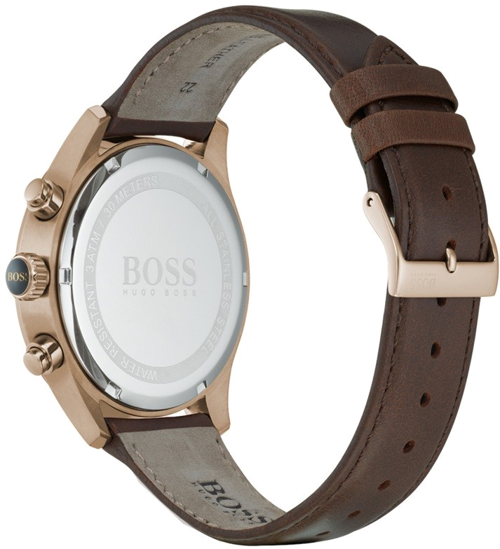 Montre Homme Hugo Boss 1513604 Chronographe Cadran Bleu Bracelet Cuir Marron vue 2