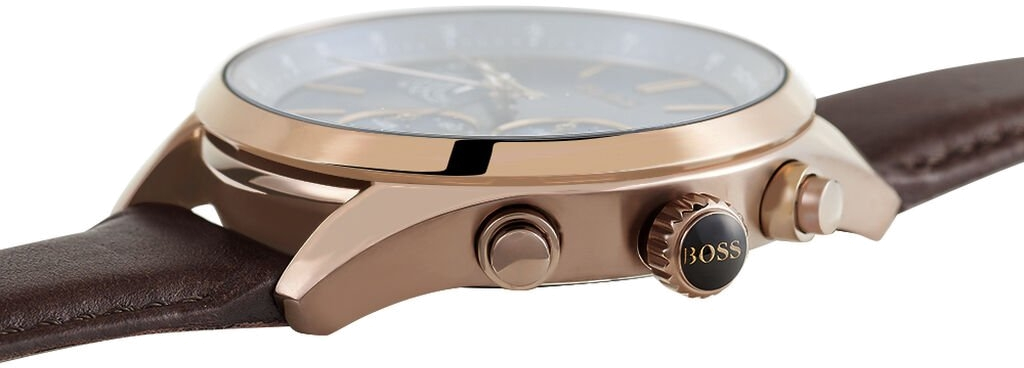 Montre Homme Hugo Boss 1513604 Chronographe Cadran Bleu Bracelet Cuir Marron vue 3