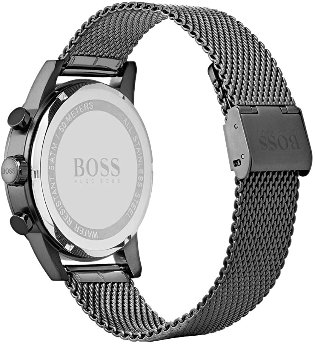 Montre Hugo Boss Navigator 1513674 pour Homme, Cadran Gris 44mm, Bracelet Maille Milanaise Acier vue 2