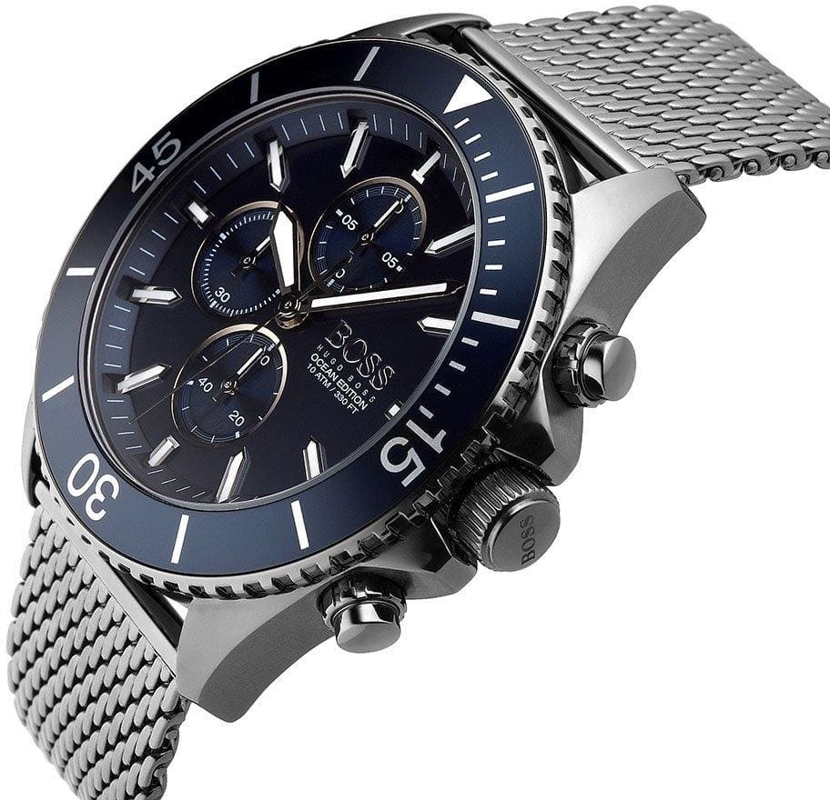 Montre Homme Hugo Boss 1513702 Edition Ocean - Cadran et maille milanaise noirs vue 2