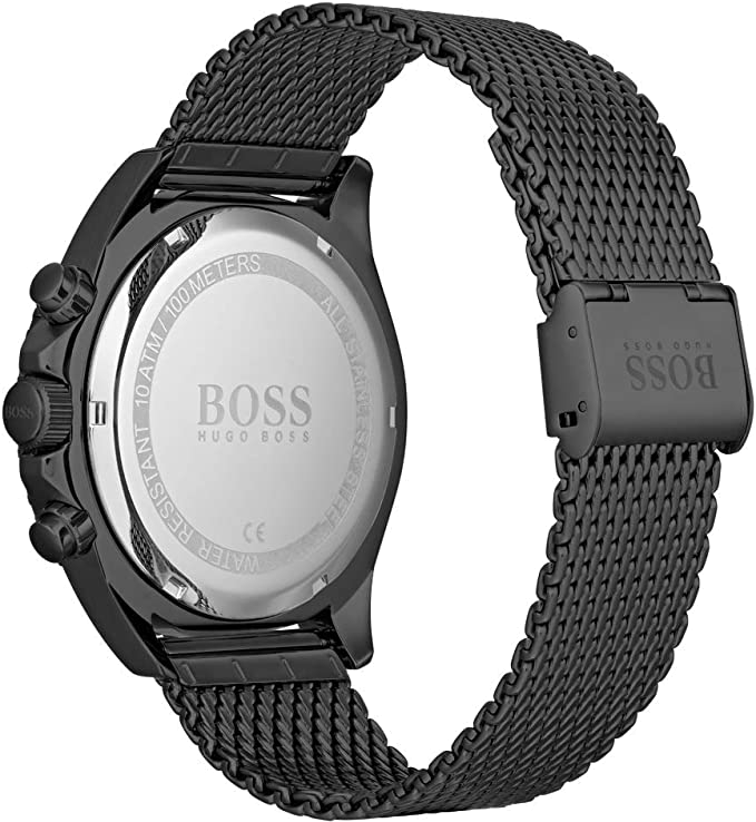 Montre Homme Hugo Boss 1513702 Edition Ocean - Cadran et maille milanaise noirs vue 3