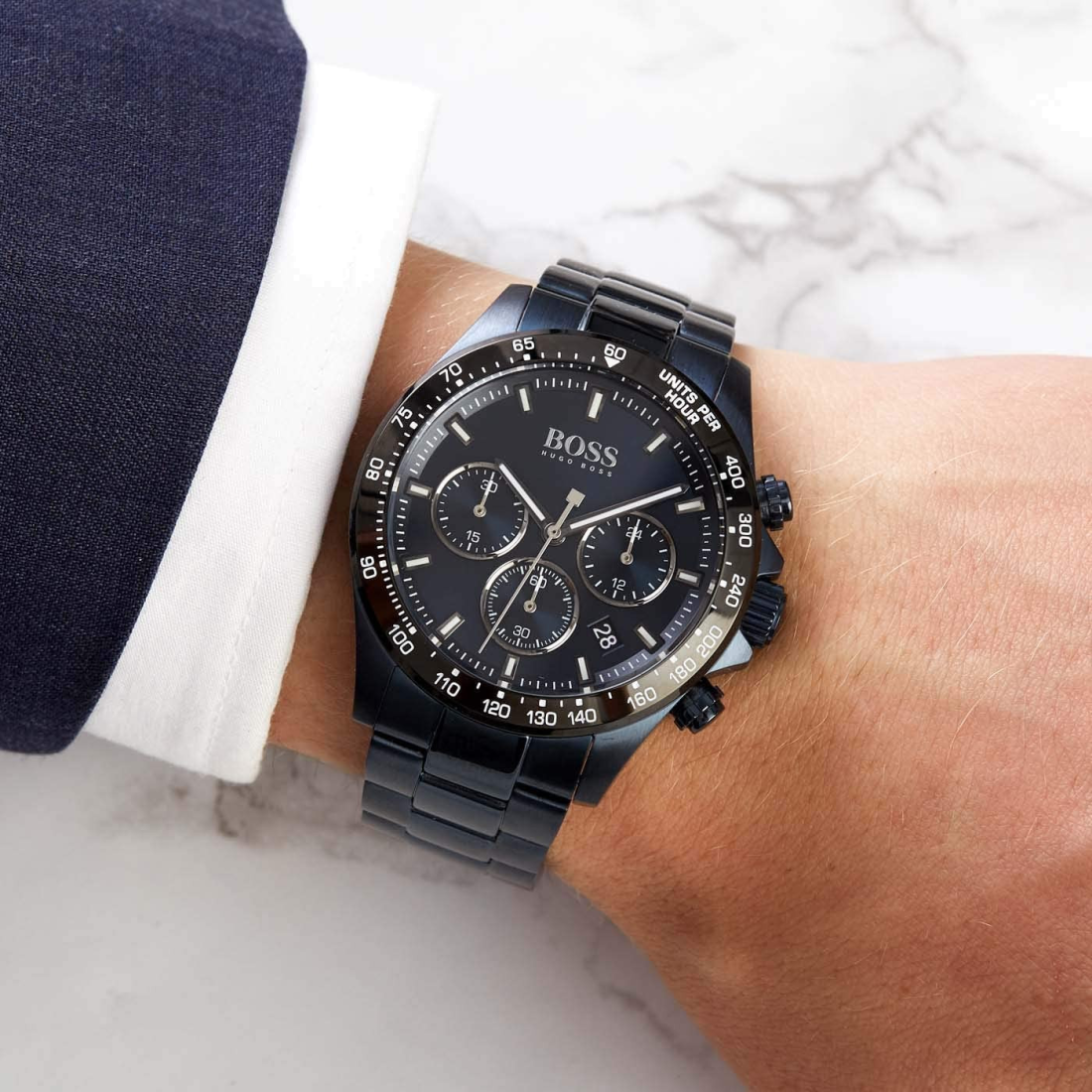 Montre Homme Hugo Boss 1513758 Chronographe Acier Cadran Bleu Nuit vue 4