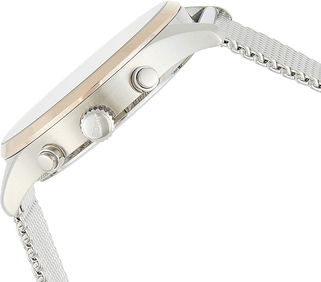 Montre Homme Hugo Boss Associate 1513805, Cadran Noir, Boîtier Argent, Bracelet Maille Milanaise vue 3