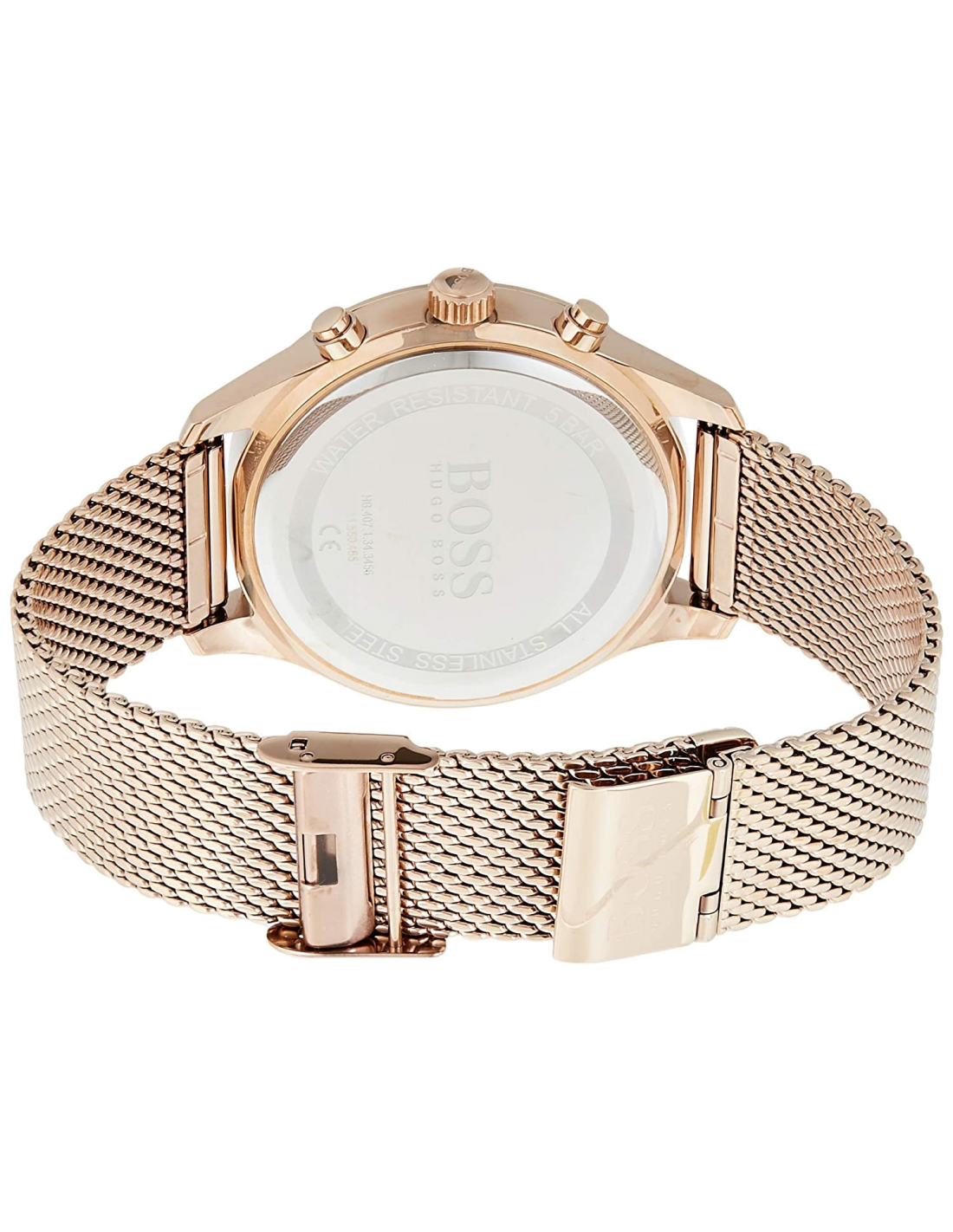 Montre Homme Hugo Boss Integrity 1513806, Boîtier Or Rose, Cadran Noir, Bracelet Maille Milanaise vue 3