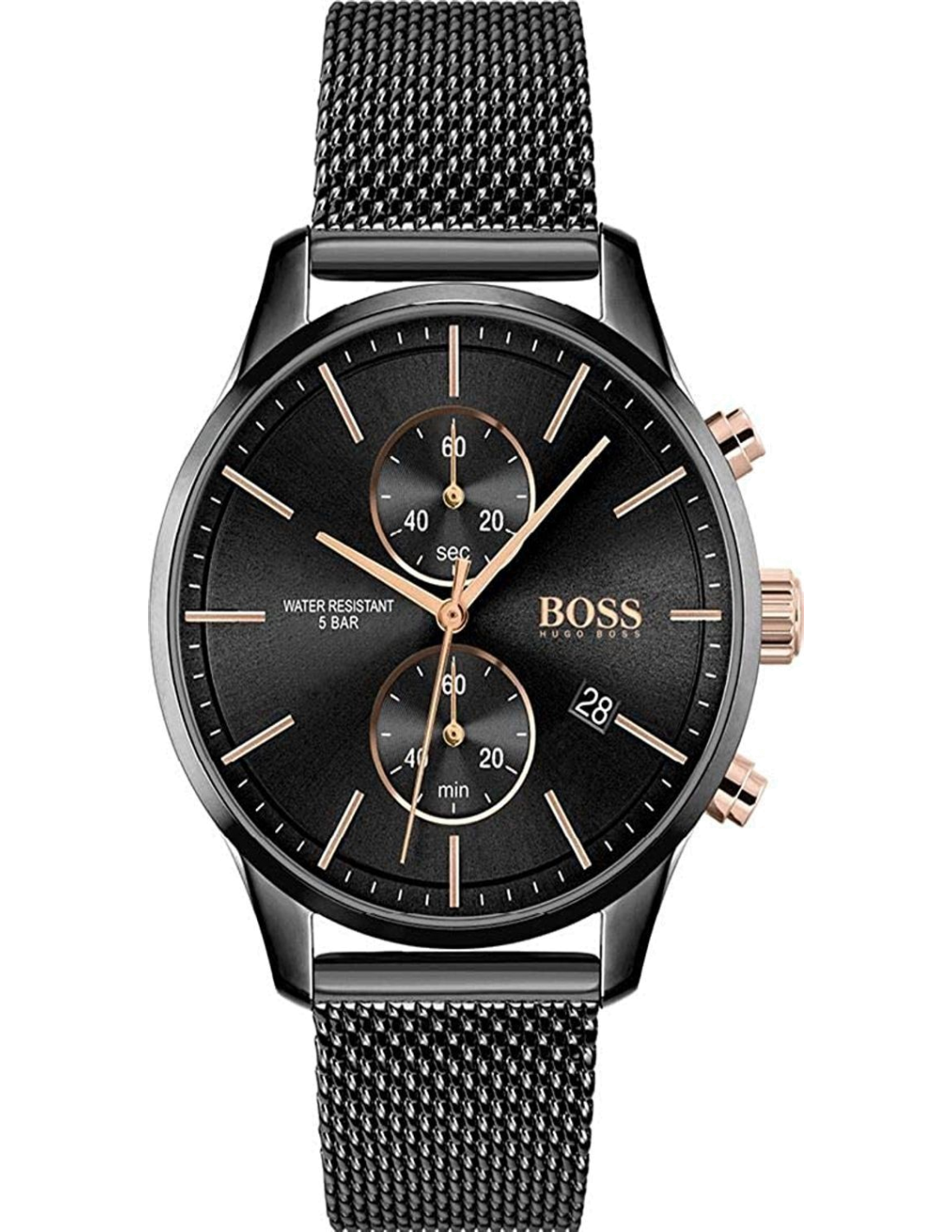 Montre Homme Hugo Boss 1513811, Cadran et Maille Milanaise Noire