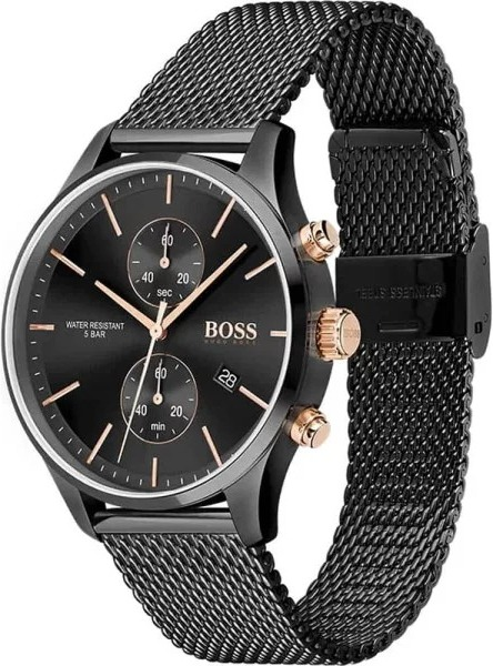 Montre Homme Hugo Boss 1513811, Cadran et Maille Milanaise Noire vue 2