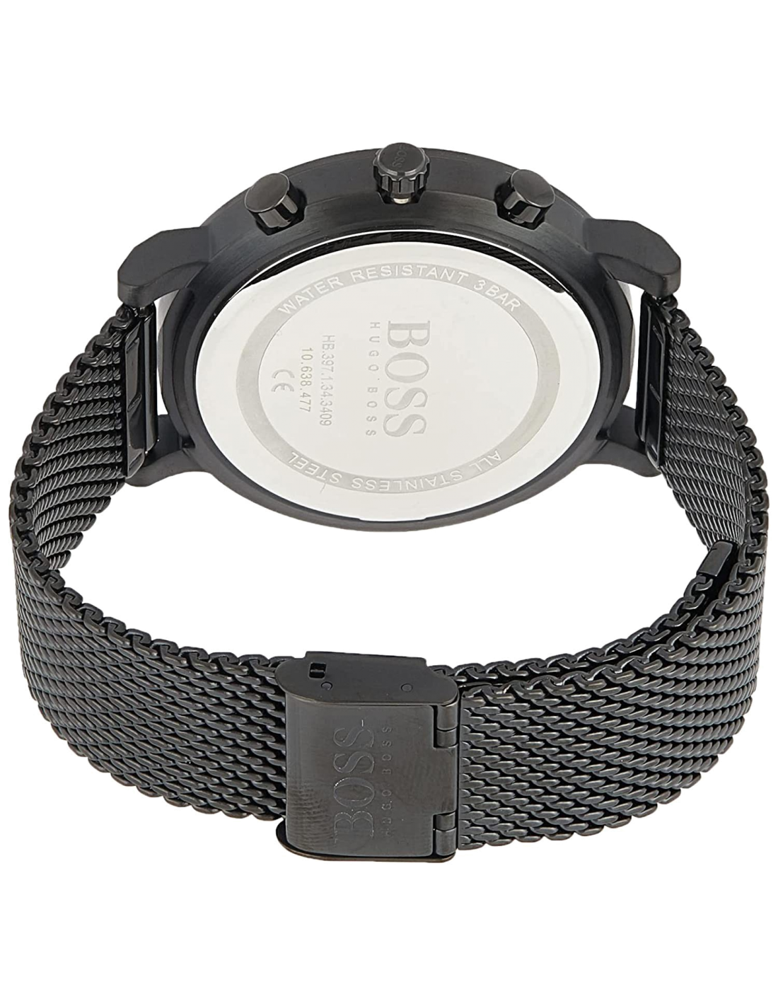 Montre Homme Hugo Boss Integrity 1513813 - Cadran et boîtier noir, bracelet maille milanaise acier vue 3