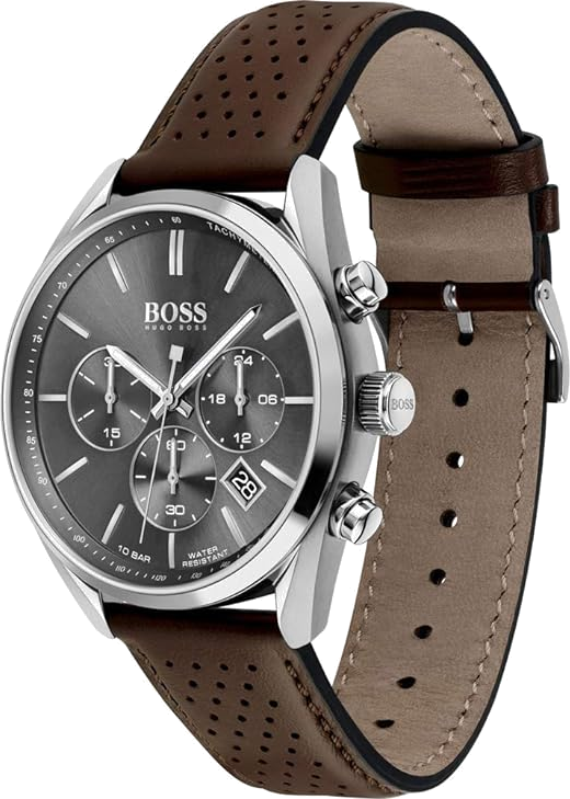 Montre Homme Hugo Boss Champion 1513815 bracelet en cuir perforé marron vue 2
