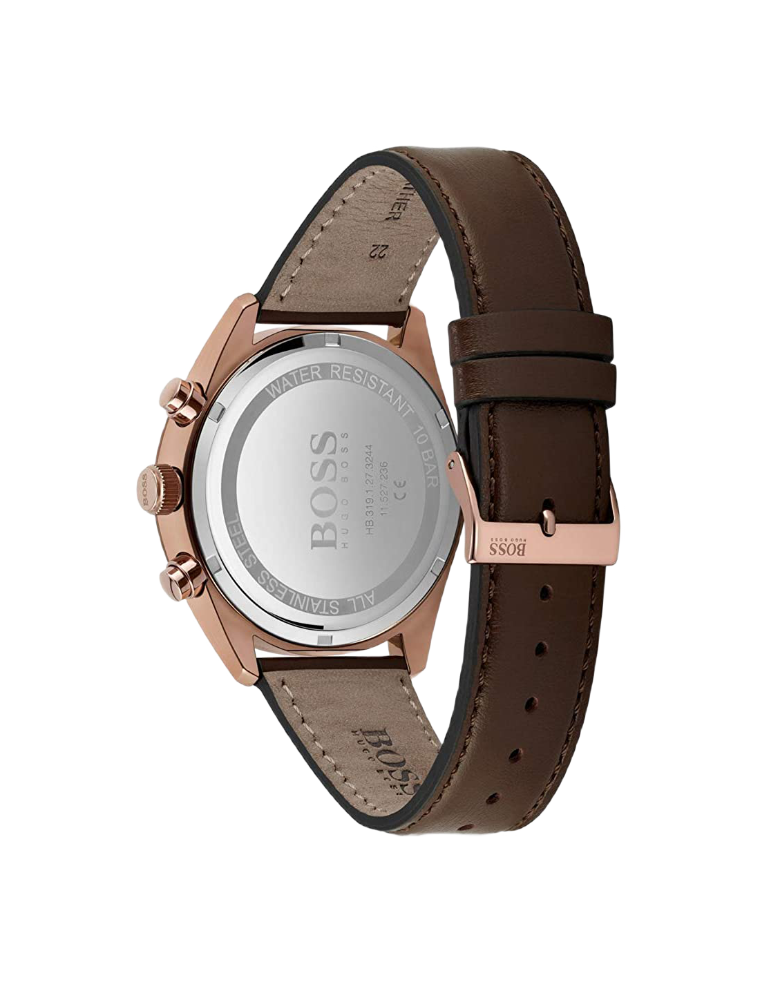 Montre Homme Hugo Boss Champion 1513817 bracelet en cuir perforé marron vue 3