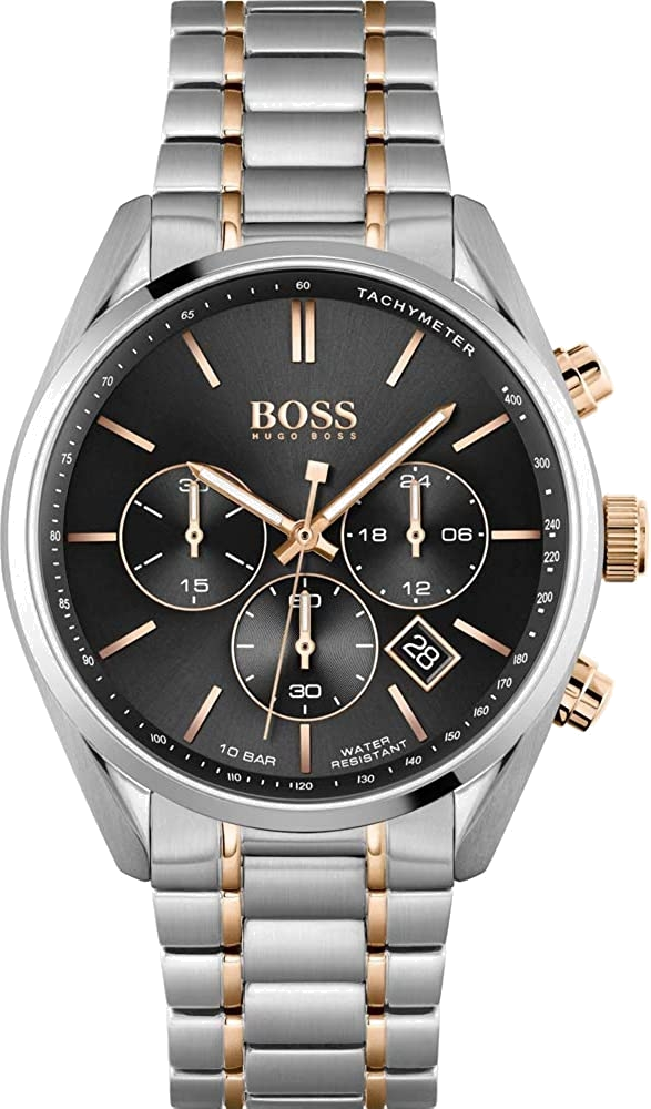 Montre Homme Hugo Boss Champion 1513819 Chronographe Bicolore Acier Argent et Doré
