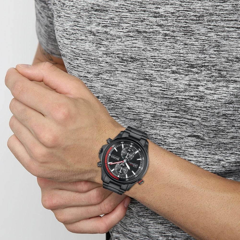 Montre Homme Hugo Boss Globetrotter 1513825 Chronographe Noir Acier vue 4