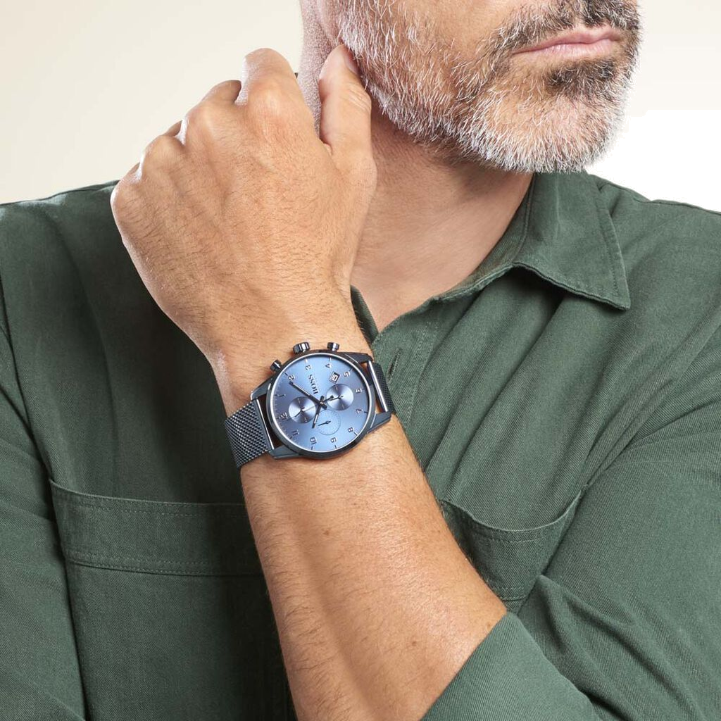 Montre Homme Hugo Boss Skymaster 1513836 - Boîtier et bracelet maille milanaise acier bleu vue 4