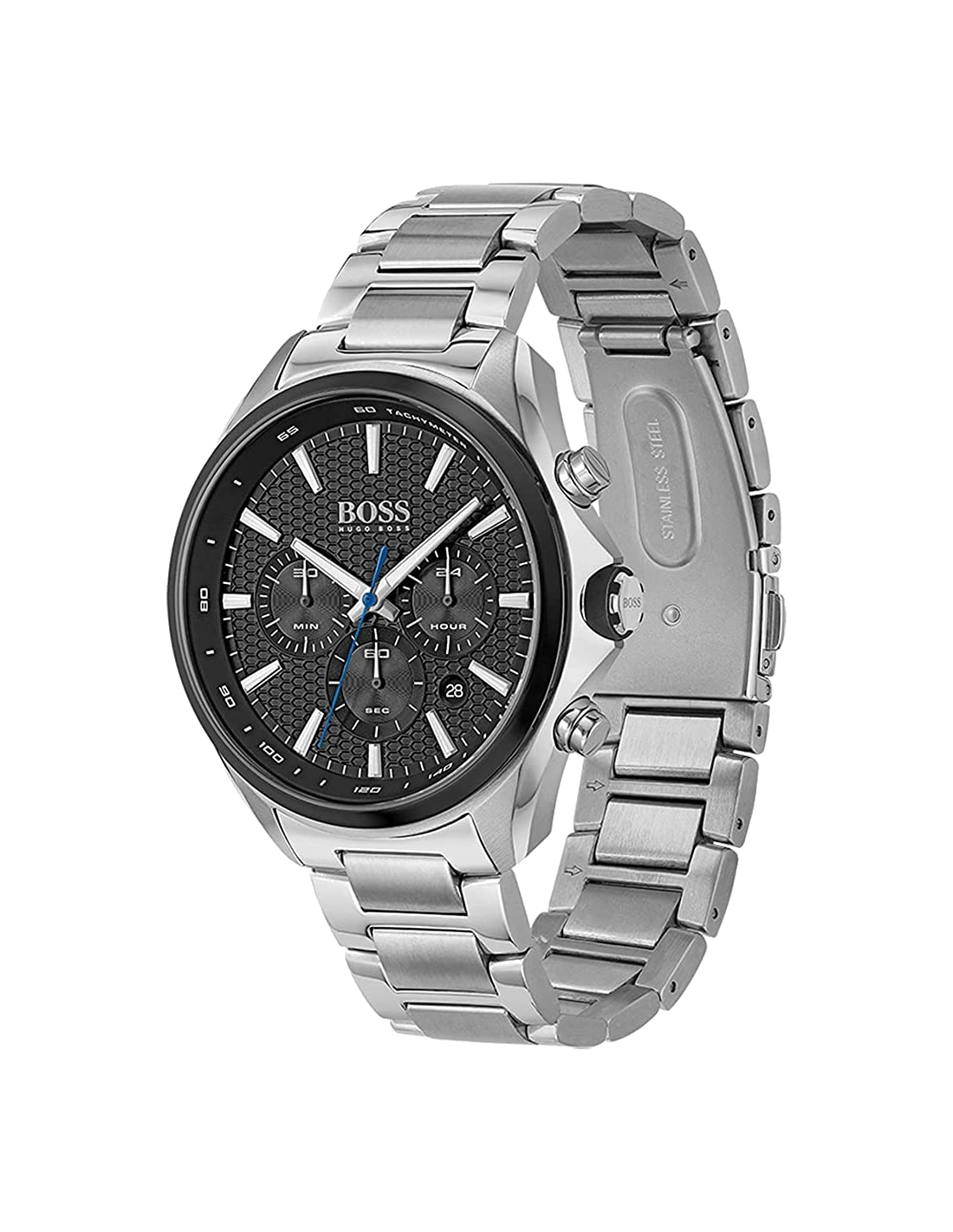 Montre Homme Hugo Boss Distinct Chrono 1513857 Chronographe Acier Argent Cadran Noir vue 2