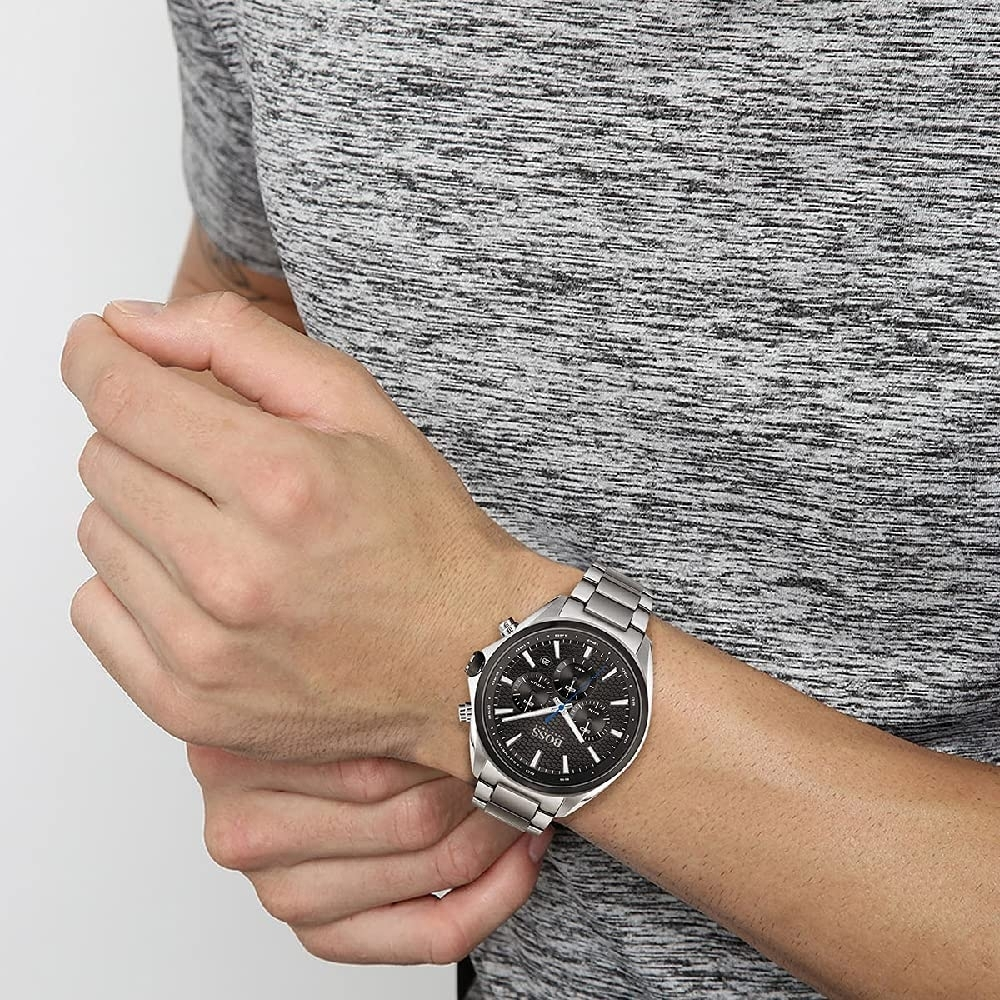 Montre Homme Hugo Boss Distinct Chrono 1513857 Chronographe Acier Argent Cadran Noir vue 4