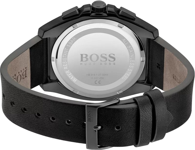 Montre Homme Hugo Boss Grandmaster 1513883 chronographe bleu cuir noir vue 3